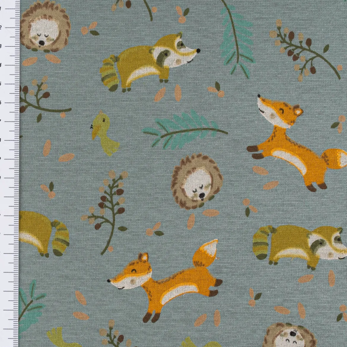 Sweatstoff Melange Fuchs Igel Waschbär altgrün meliert braun 1,5m Breite