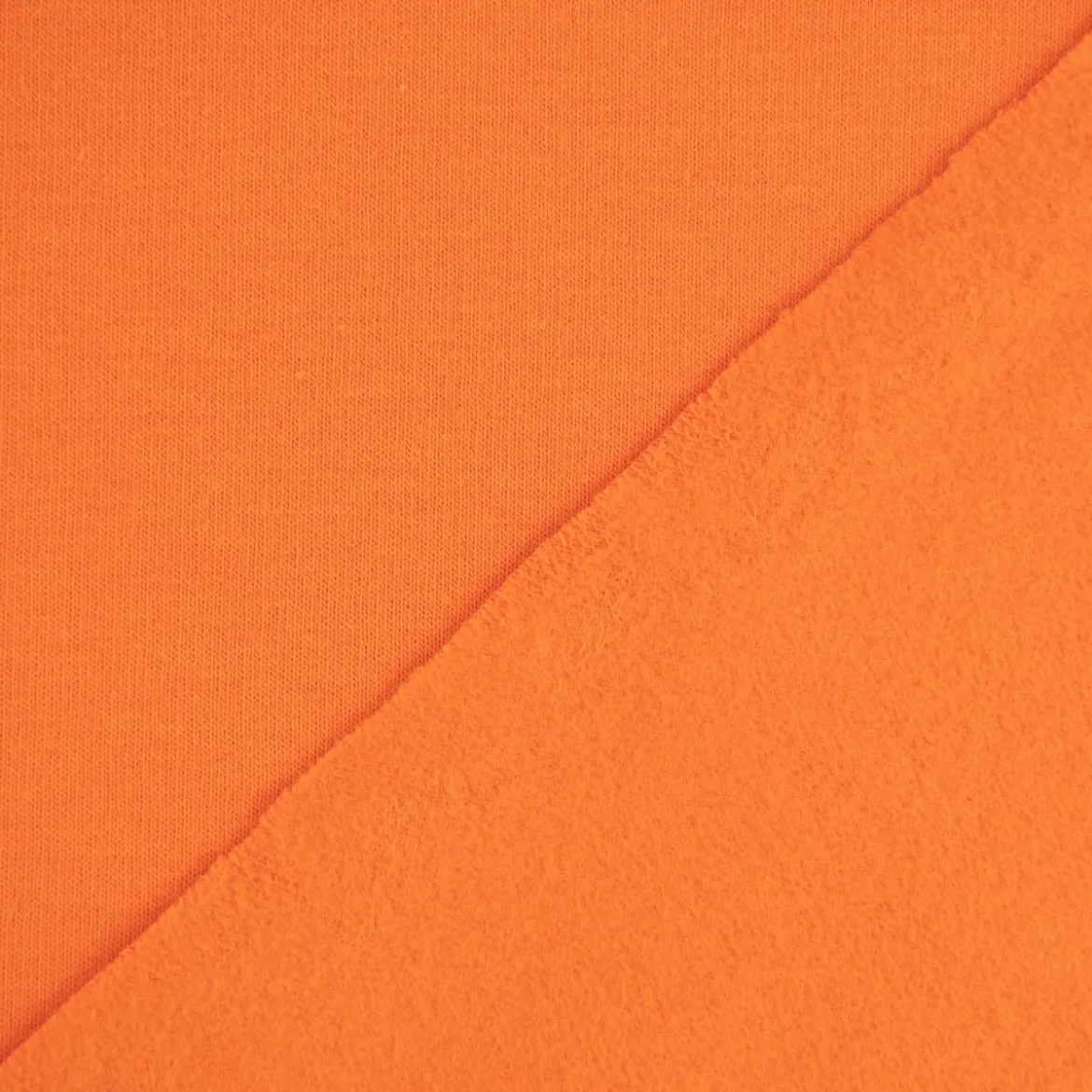 Sweatstoff Meterware Bio Soft Sweat dünn uni Orange 1,5m Breite