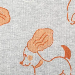 Sweatstoff Meterware Melange kuschelweich Hunde hellgrau braun 1,4m Breite