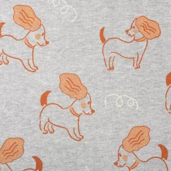 Sweatstoff Meterware Melange kuschelweich Hunde hellgrau braun 1,4m Breite