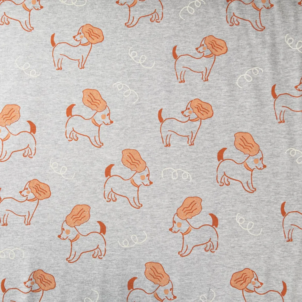 Sweatstoff Meterware Melange kuschelweich Hunde hellgrau braun 1,4m Breite