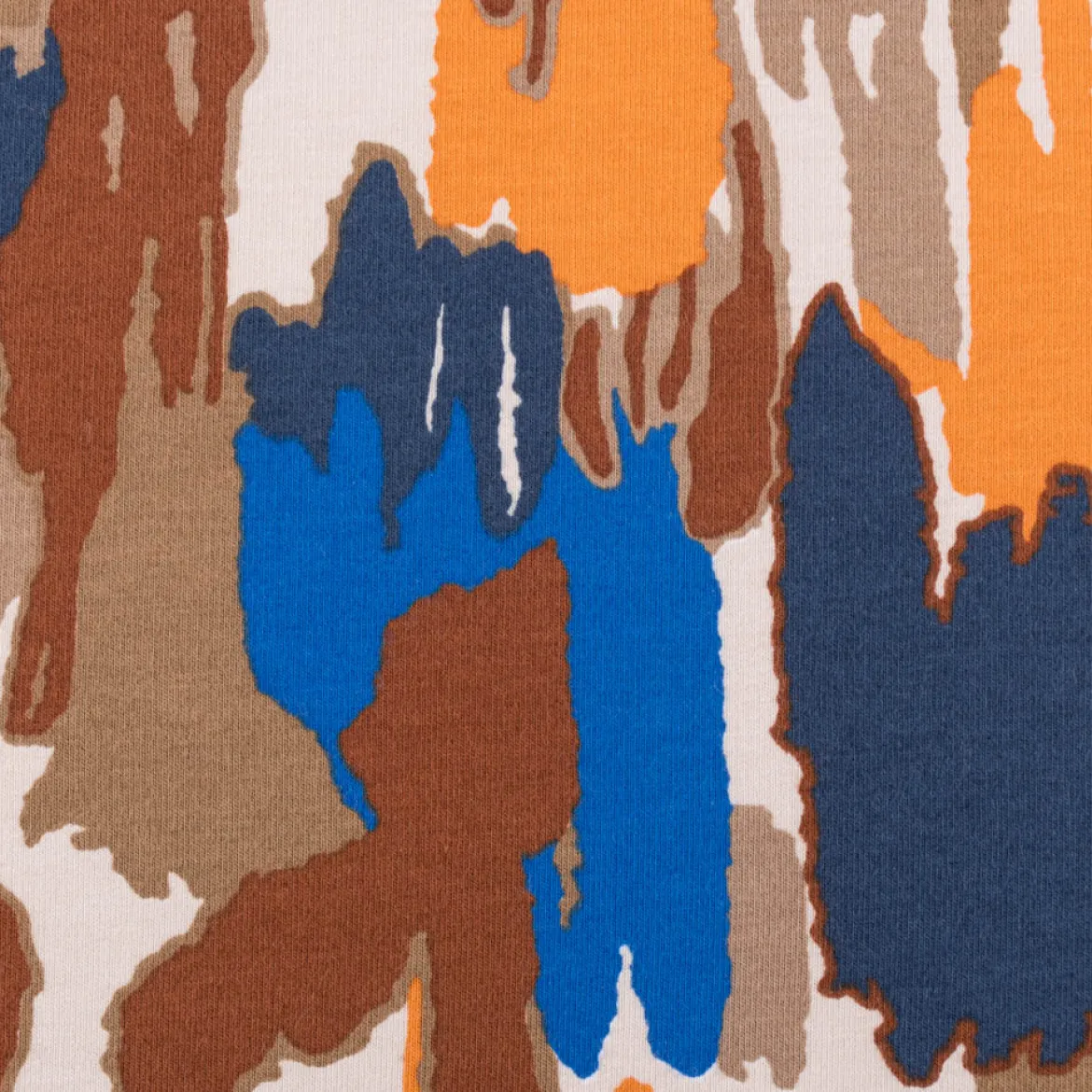 Sweatstoff Meterware Soft Sweat ABSTRACT beige blau orange 1,5m Breite