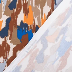 Sweatstoff Meterware Soft Sweat ABSTRACT beige blau orange 1,5m Breite
