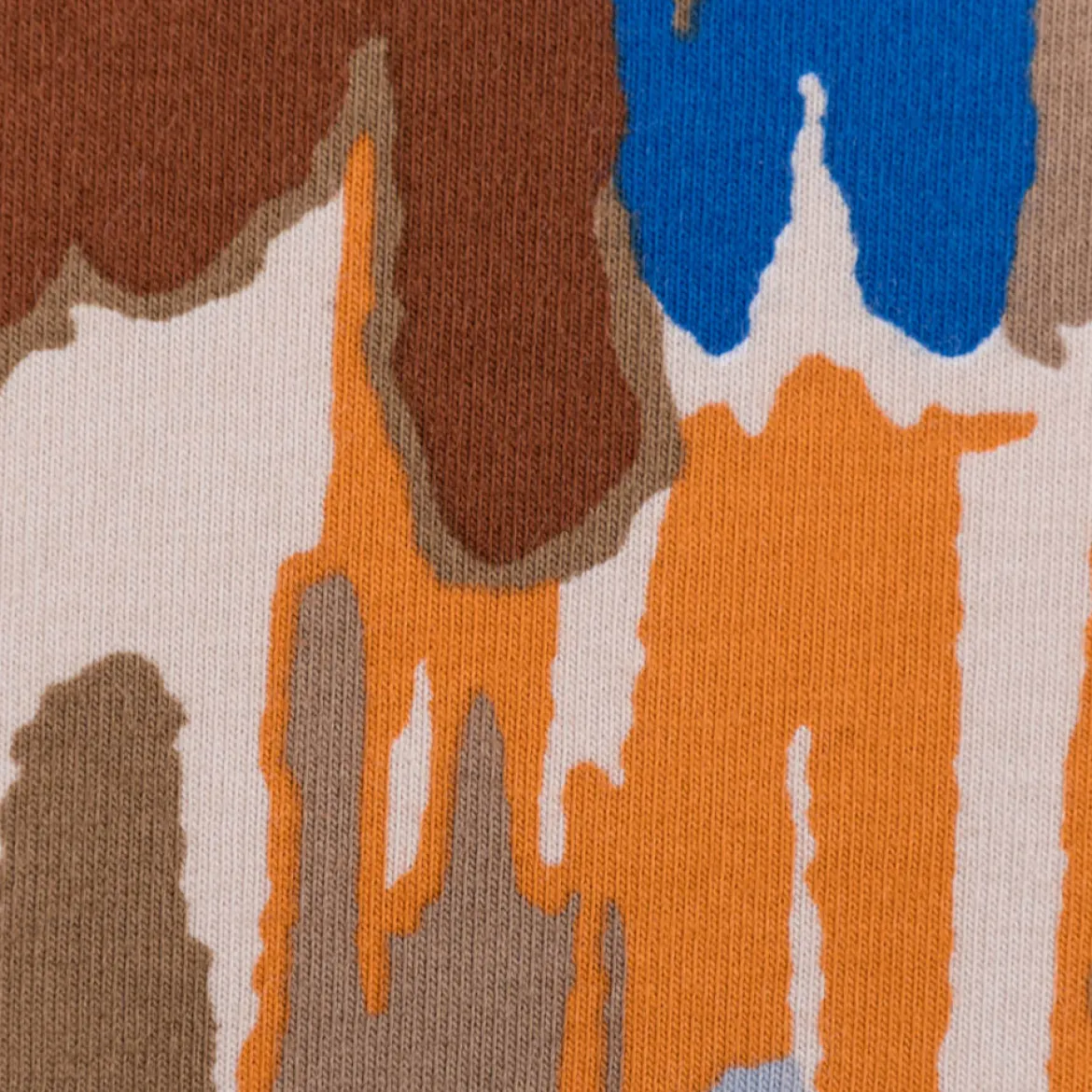 Sweatstoff Meterware Soft Sweat ABSTRACT beige blau orange 1,5m Breite