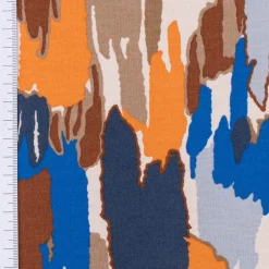 Sweatstoff Meterware Soft Sweat ABSTRACT beige blau orange 1,5m Breite