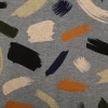 Sweatstoff Meterware Soft Sweat Melange Pinselstriche grau beige blau grün orange 1,48m Breite