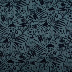 Sweatstoff mit Sportmotiven rauchblau meliert 1,40m Breite