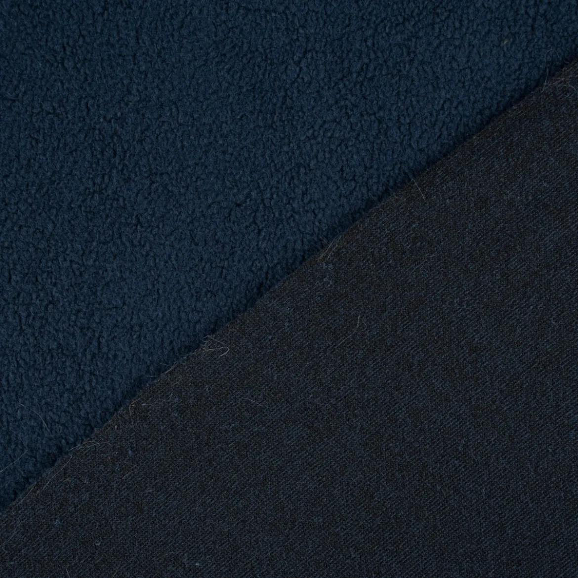 Sweatstoff Sherpa Fleece dünn einfarbig dunkelblau 1,50m Breite
