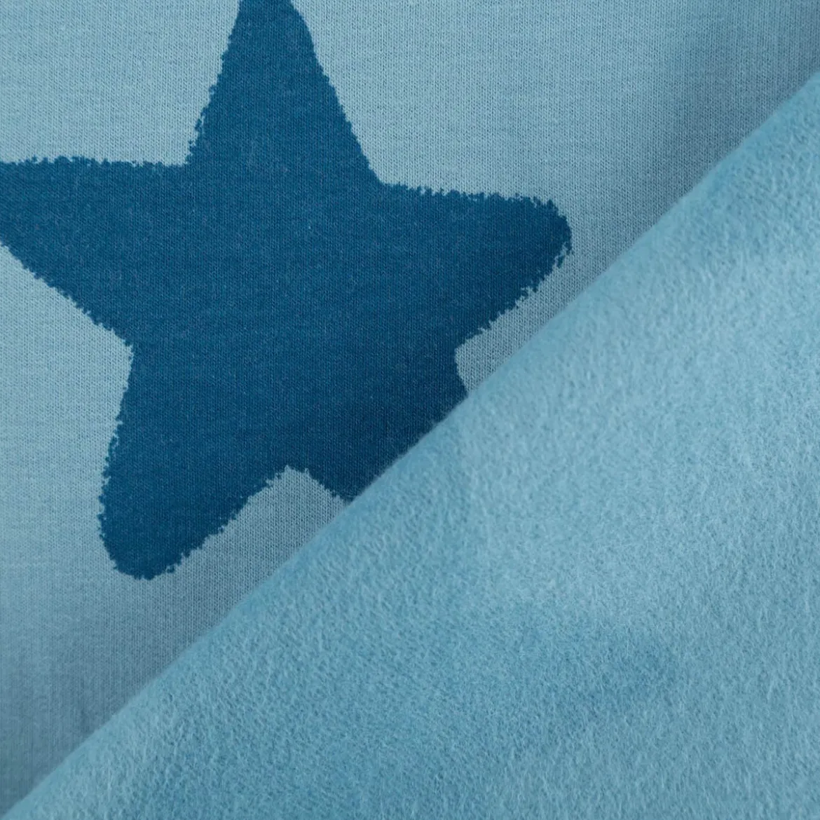 Sweatstoff Soft aus Baumwolle Big Stars blau 1,48m Breite