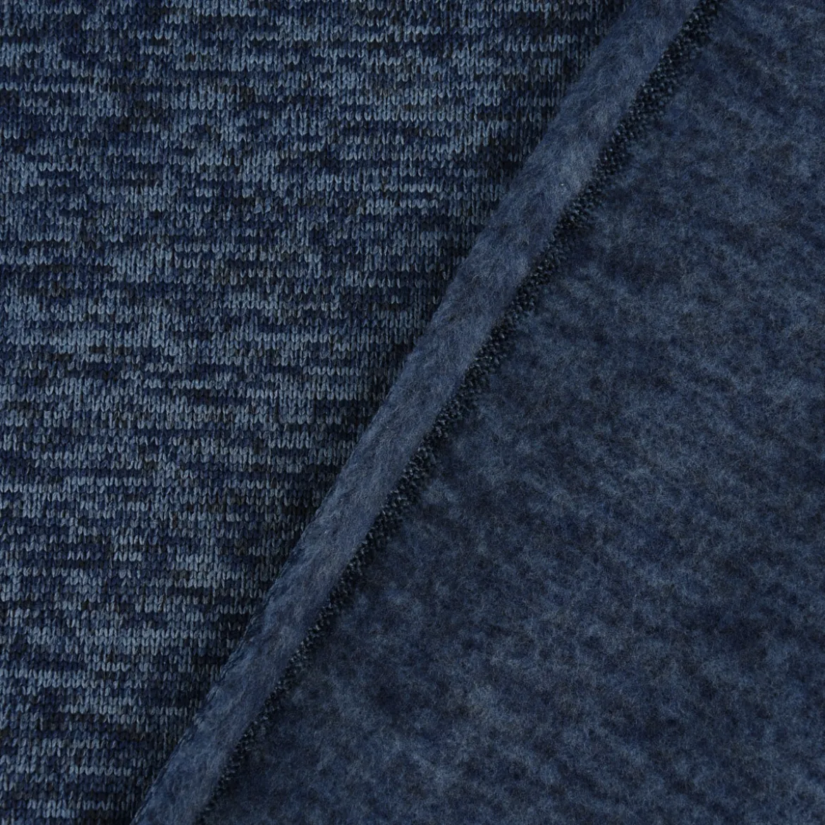 Sweatstoff Stricksweat dunkelblau blau meliert 1,55m