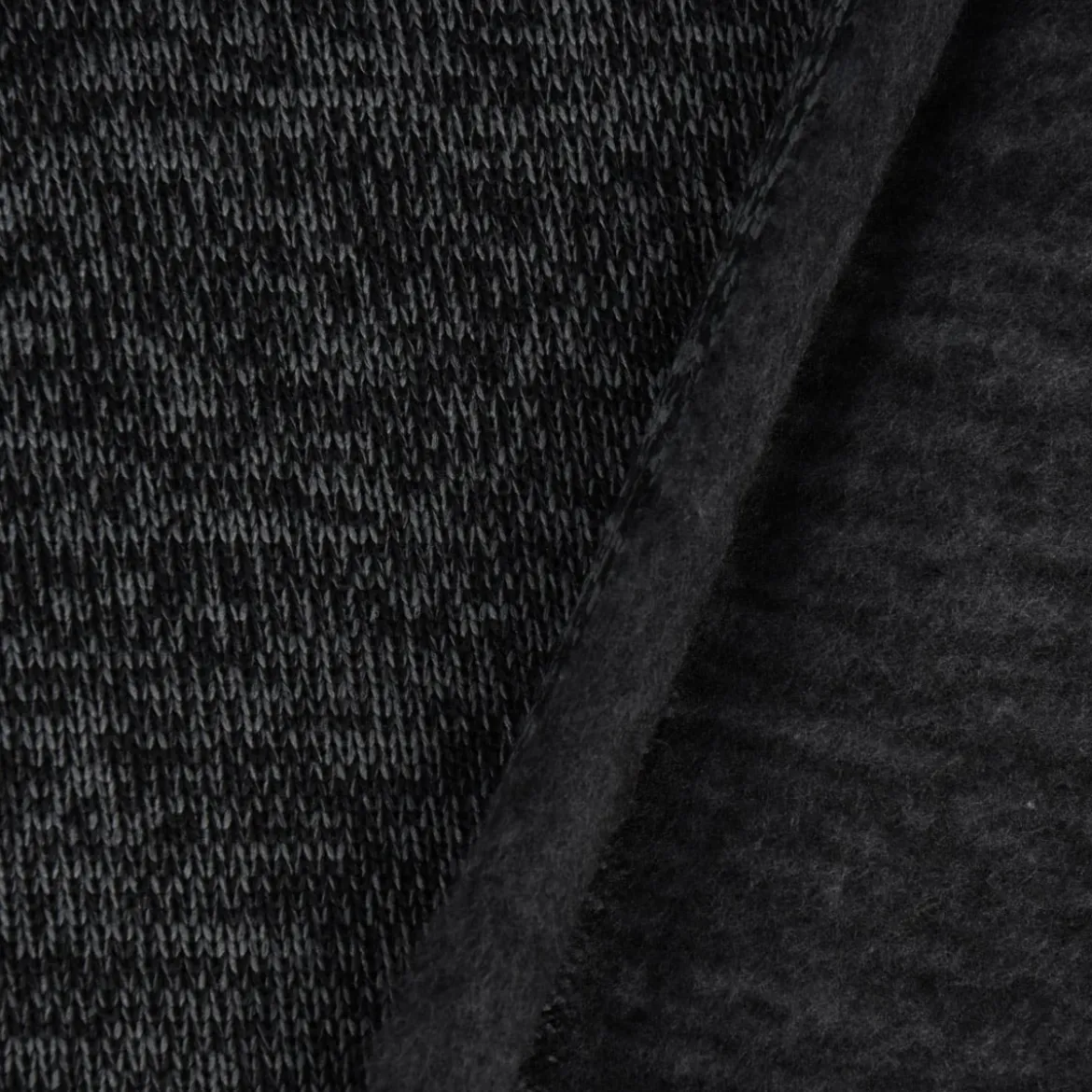 Sweatstoff Stricksweat schwarz grau meliert 1,55m