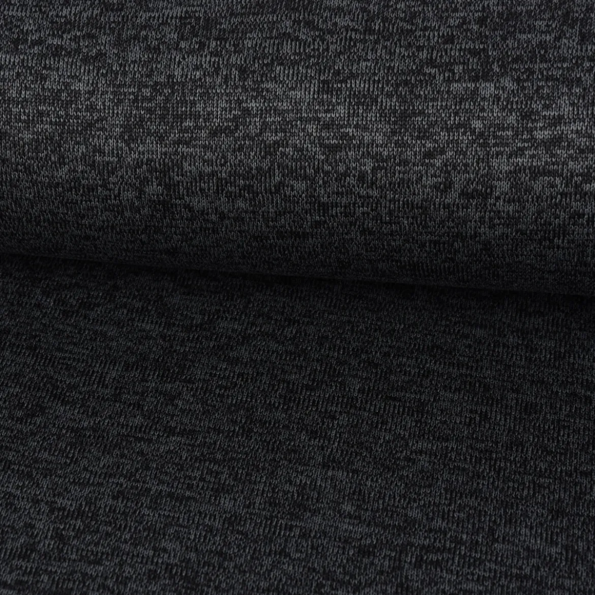 Sweatstoff Stricksweat schwarz grau meliert 1,55m