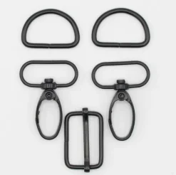 Taschengurt Komplettset mit Karabinkerhaken 25mm schwarz matt 5tlg Set