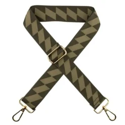 Taschengurt Rauten mit Karabinerhaken und Schnallen goldfarbig 38mm breit verstellbar bis 1,40m Länge grün