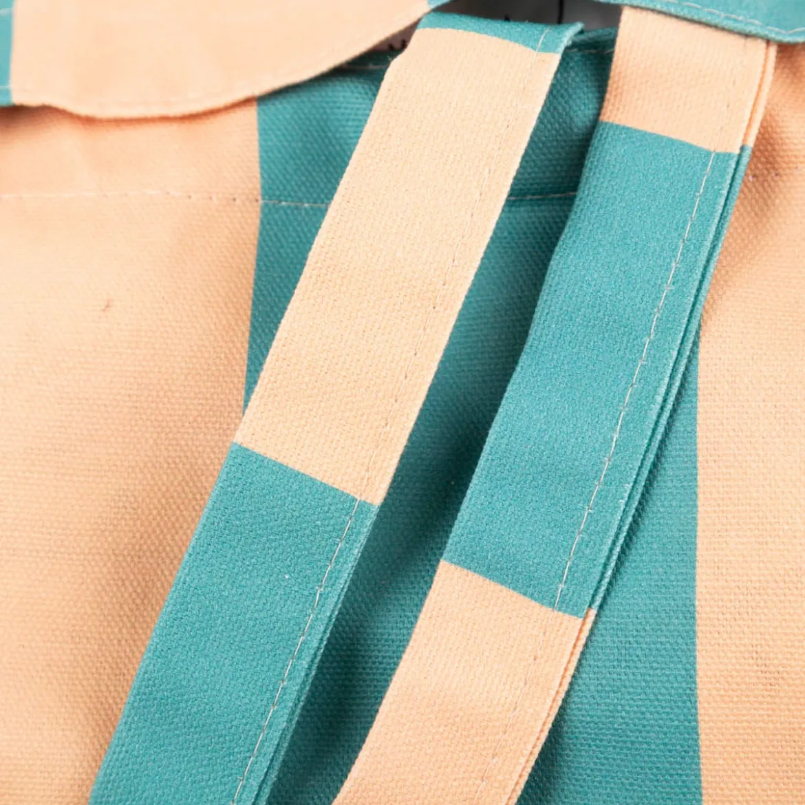 Tasche Shopper aus Baumwolle mit Streifen apricot grün von SCHÖNER LEBEN.