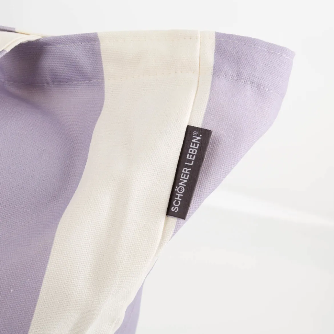 Tasche Shopper aus Baumwolle mit Streifen flieder ecru von SCHÖNER LEBEN.