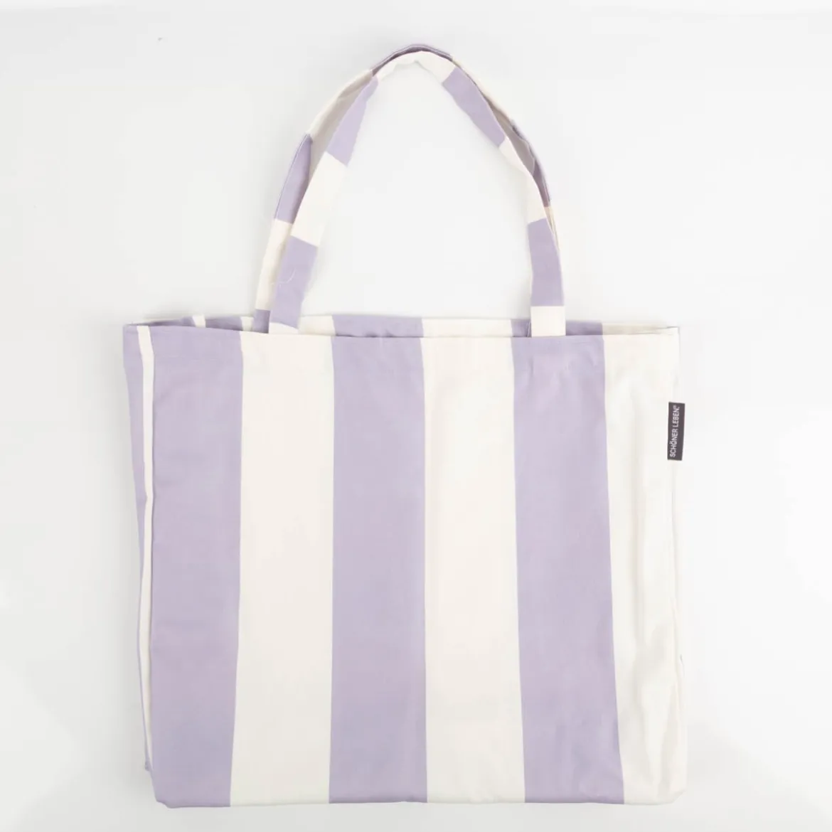 Tasche Shopper aus Baumwolle mit Streifen flieder ecru von SCHÖNER LEBEN.