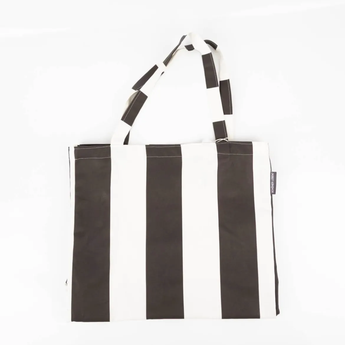 Tasche Shopper aus Baumwolle mit Streifen schwarz ecru von SCHÖNER LEBEN.