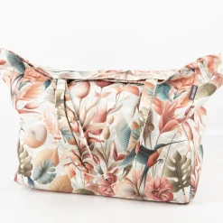 Tasche Shopper aus Baumwolle mit Kolibri, Blumen und Blättern von SCHÖNER LEBEN.