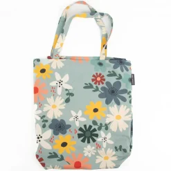 Tasche Shopper aus Baumwolle Blüten mint von SCHÖNER LEBEN.
