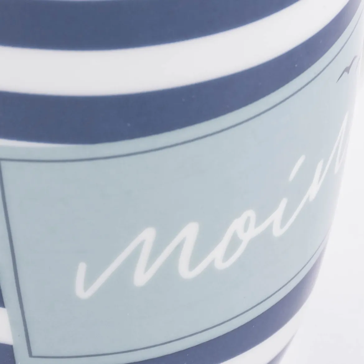 Tasse aus Porzellan Moin Streifenmuster Möwen blau weiß 250ml von La Vida