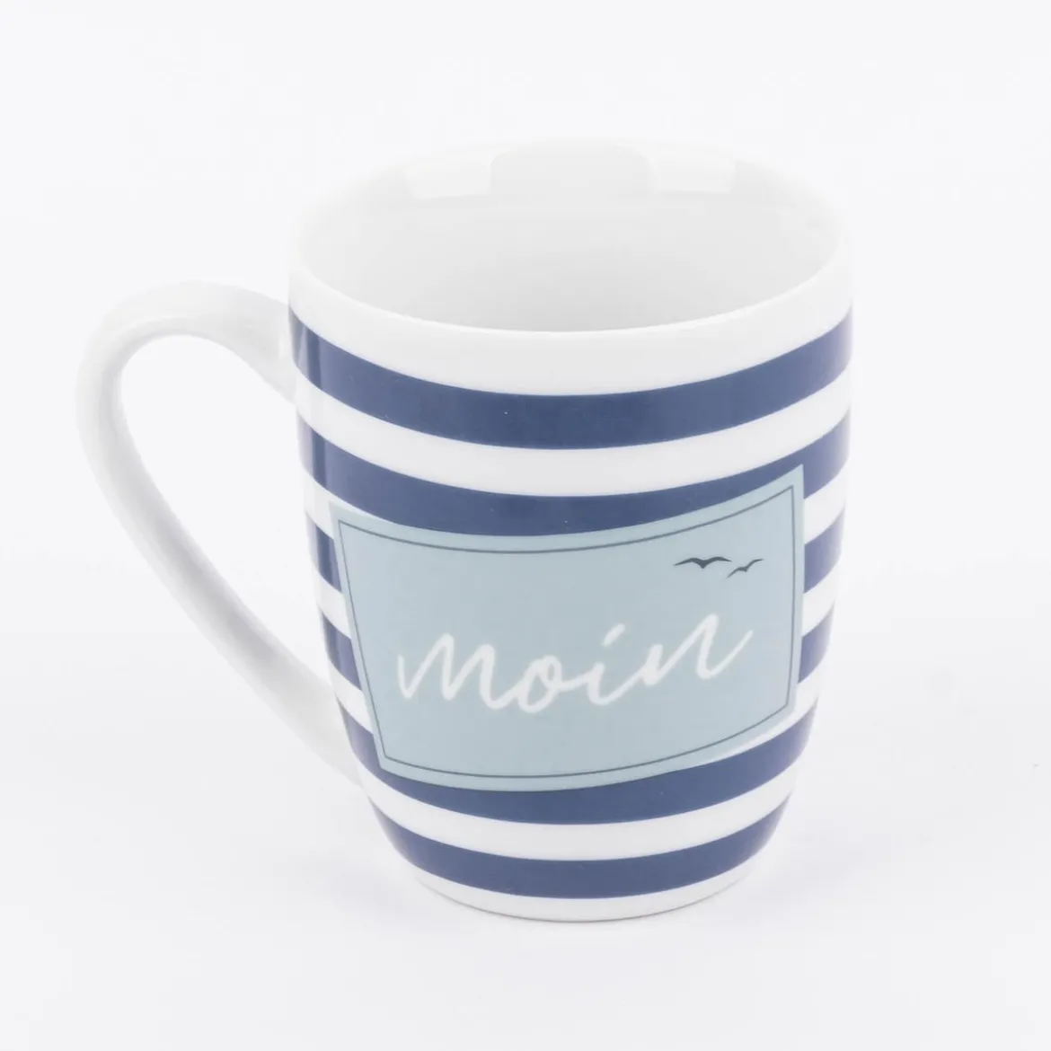 Tasse aus Porzellan Moin Streifenmuster Möwen blau weiß 250ml von La Vida