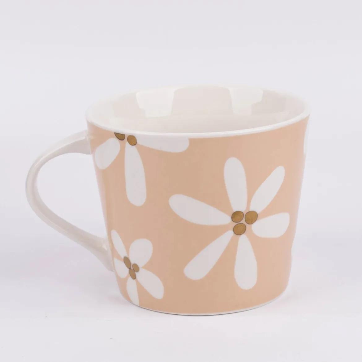 Tasse Goldtasse aus Porzellan Moin Blumenmuster orange weiß schwarz gold 420ml von Schreibkram Manufaktur
