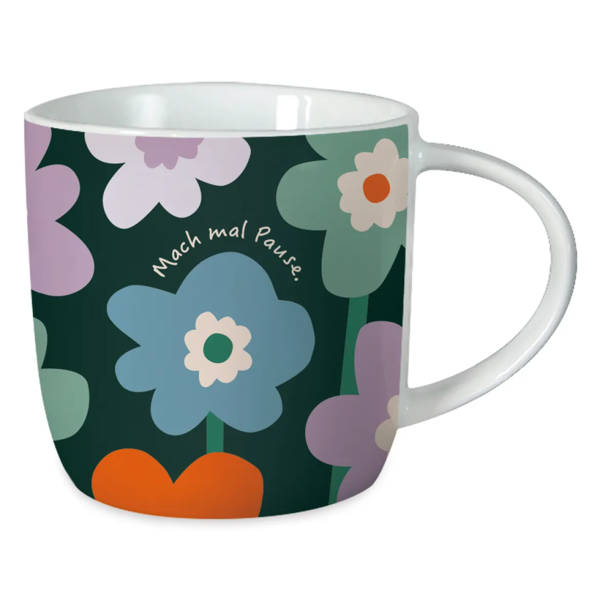 Tasse Gute Laune aus Porzellan MACH MAL PAUSE mit Blumen 300ml von Grafik Werkstatt