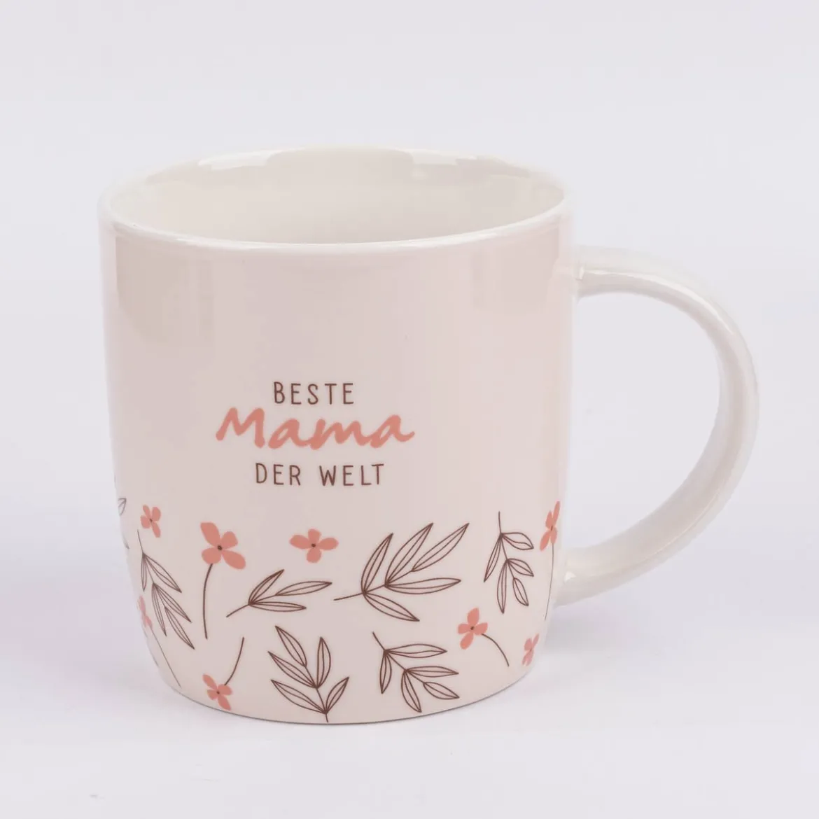 Tasse Gute Laune aus Porzellan Beste Mama der Welt Blumen rosa braun weiß 300ml von Grafik Werkstatt