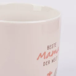 Tasse Gute Laune aus Porzellan Beste Mama der Welt Blumen rosa braun weiß 300ml von Grafik Werkstatt