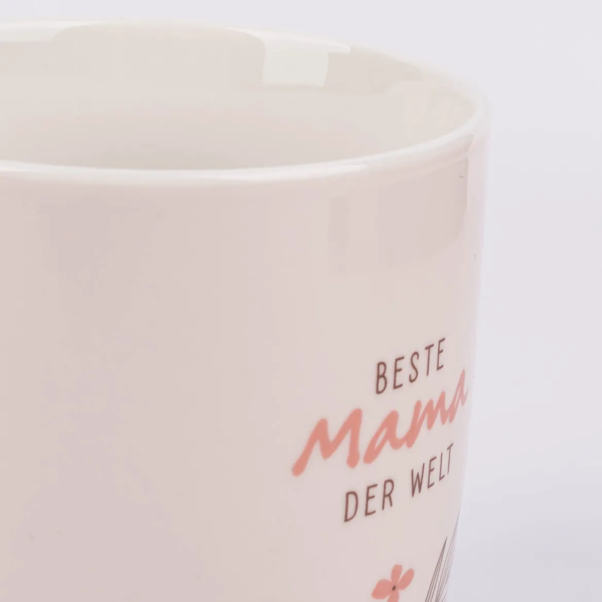 Tasse Gute Laune aus Porzellan Beste Mama der Welt Blumen rosa braun weiß 300ml von Grafik Werkstatt
