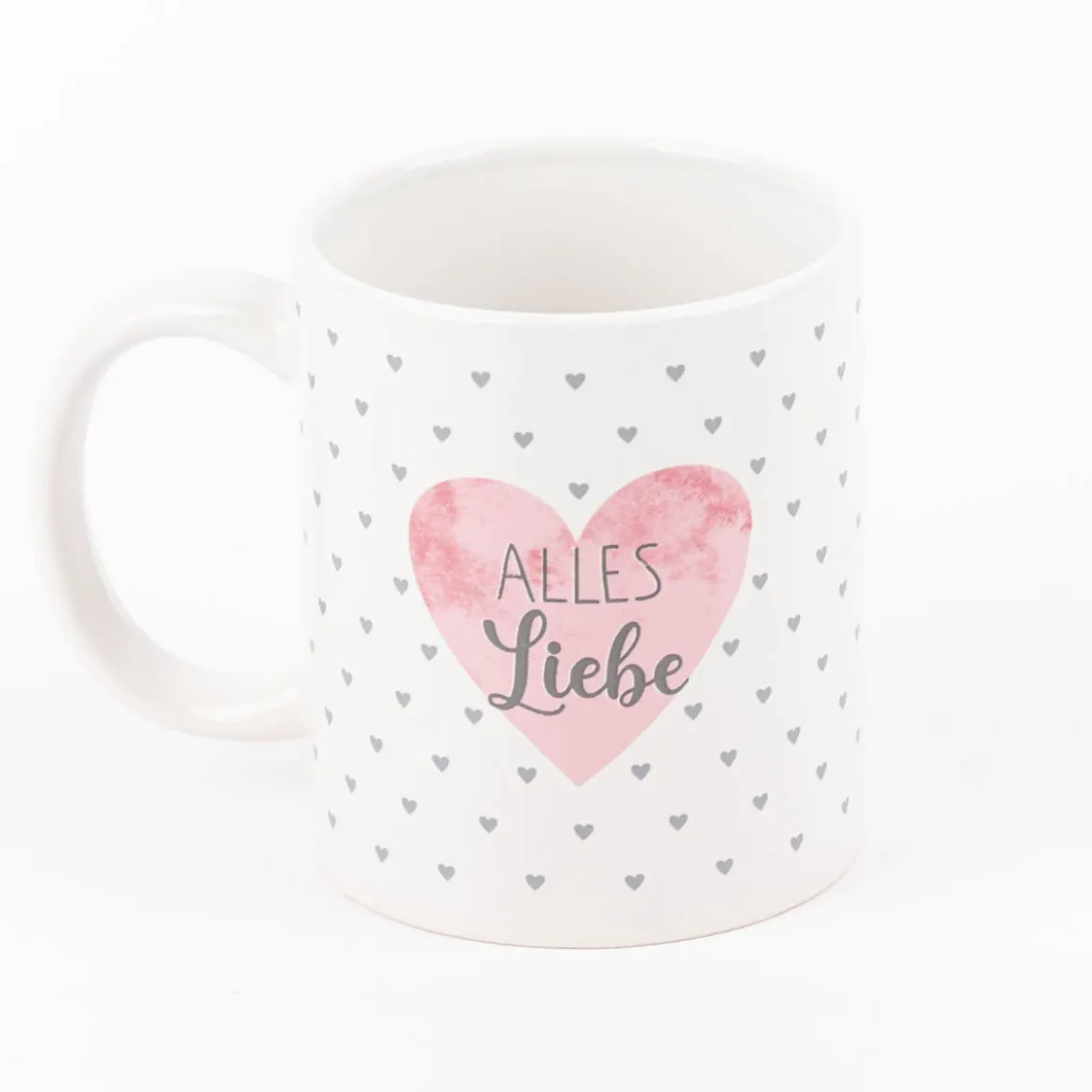 Tasse Happy Birthday oder Alles Liebe Porzellan weiß rosa orange 350ml