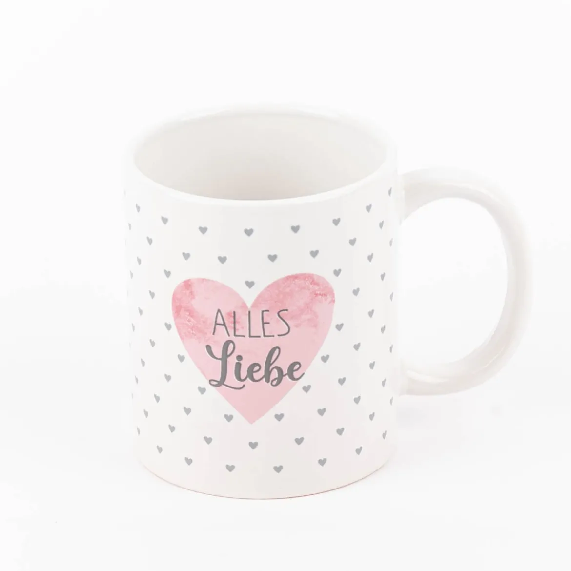Tasse Happy Birthday oder Alles Liebe Porzellan weiß rosa orange 350ml