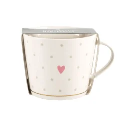 Tasse mit Goldveredelung Herz Pünktchen 420ml von Grafik Werkstatt