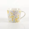 Tasse mit Goldveredelung "Guten Morgen" Blümchen gelb lila 420ml von Grafik Werkstatt
