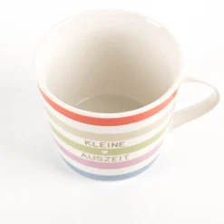 Tasse mit Goldveredelung "Kleine Auszeit" mit bunten Streifen 420ml von Grafik Werkstatt