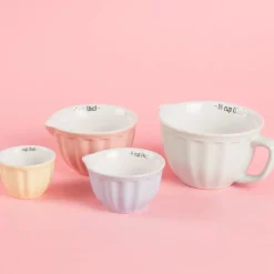 Tassen Messbecher Set 4 Teilig Porzellan Pastell Töne