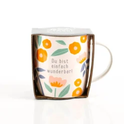 Tasse "Du bist einfach wunderbar" Blumen aus Porzellan 300ml von Grafik Werkstatt