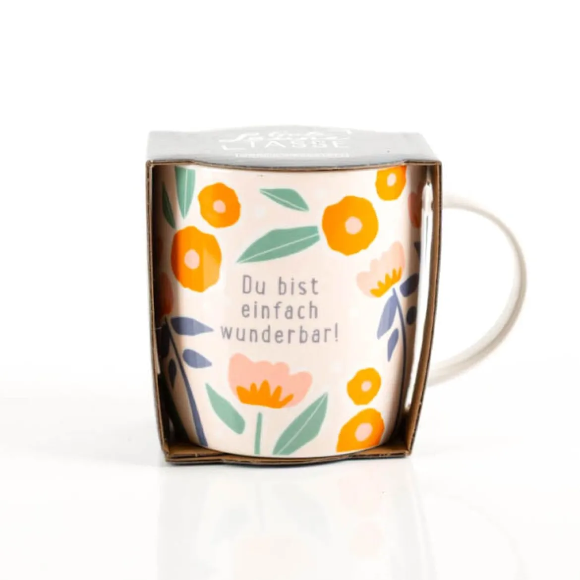 Tasse "Du bist einfach wunderbar" Blumen aus Porzellan 300ml von Grafik Werkstatt