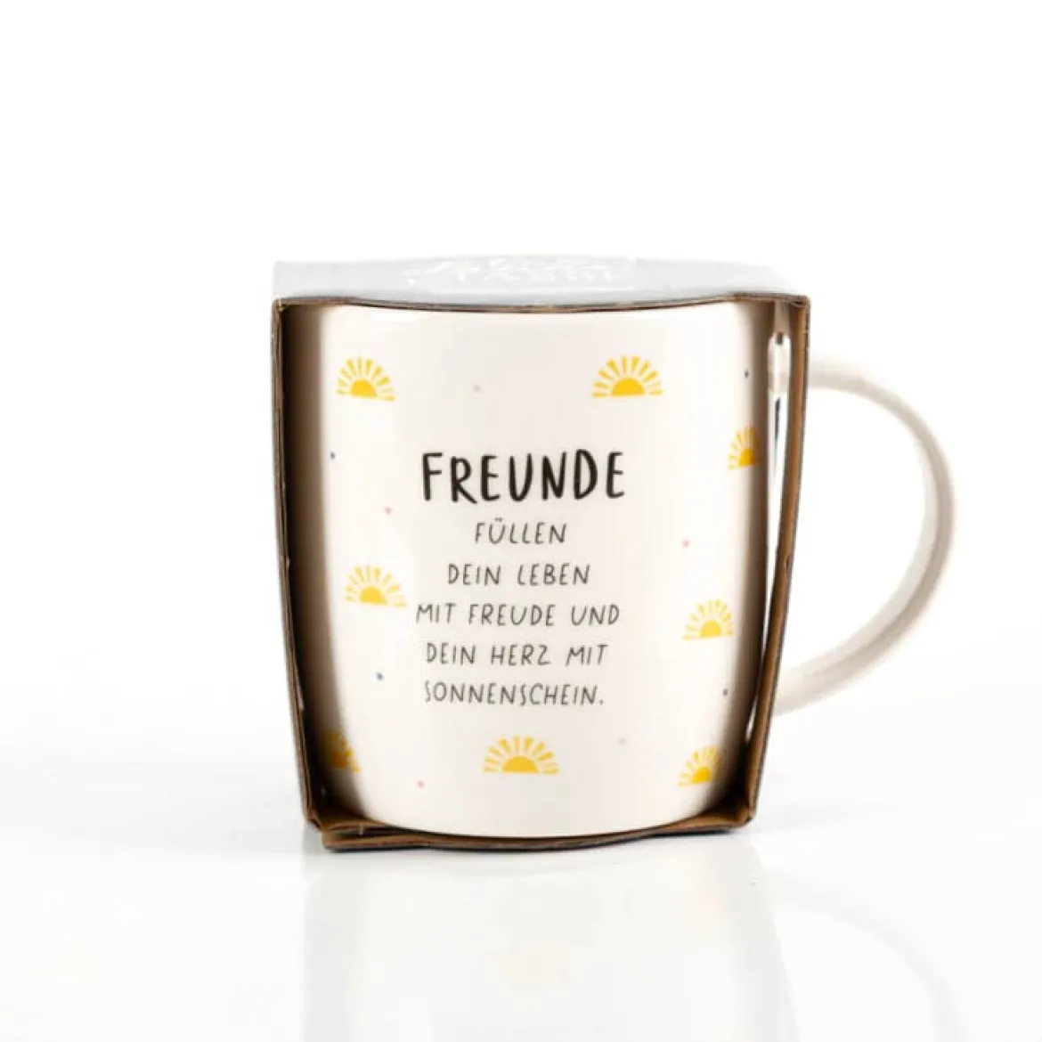 Tasse "Freunde..." mit Sonnenschein aus Porzellan 300ml von Grafik Werkstatt