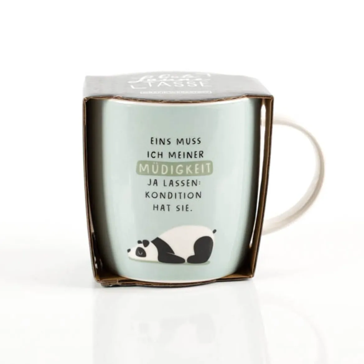 Tasse "Müdigkeit..." Panda aus Porzellan 300ml von Grafik Werkstatt