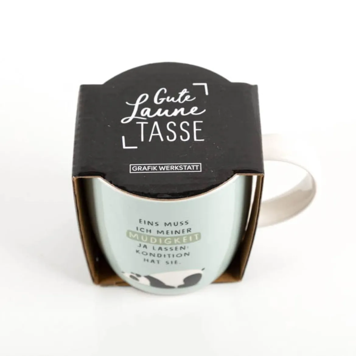 Tasse "Müdigkeit..." Panda aus Porzellan 300ml von Grafik Werkstatt