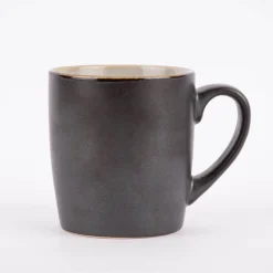 Tasse reactive glaze reaktive Glasur schwarz hellgrau 12x9cm