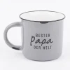 Tasse Vintage aus Keramik in Emaille-Optik Bester Papa der Welt blaugrau schwarz 400ml von Grafik Werkstatt