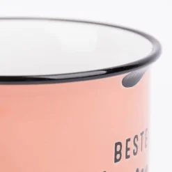 Tasse Vintage aus Keramik in Emaille-Optik Beste Mama der Welt lachsorange schwarz 400ml von Grafik Werkstatt