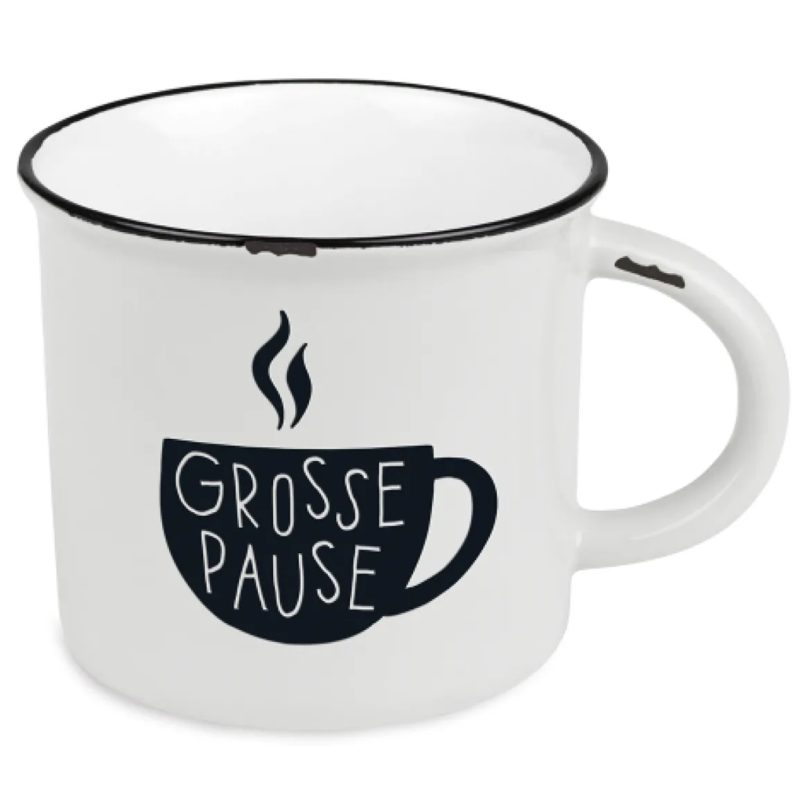 Tasse Vintage Grosse Pause weiß schwarz 400ml von Grafik Werkstatt