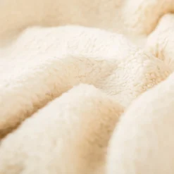 Teddy Fleece Baumwoll Krimmer Plüschstoff einfarbig beige 1,6m Breite