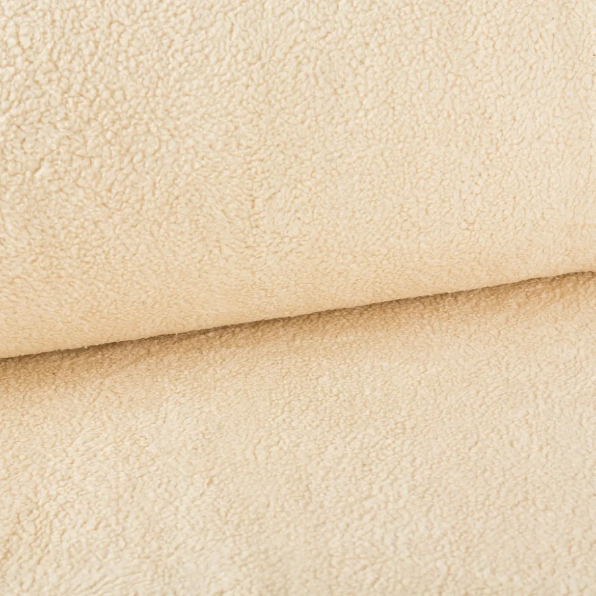 Teddy Fleece Baumwoll Krimmer Plüschstoff einfarbig beige 1,6m Breite