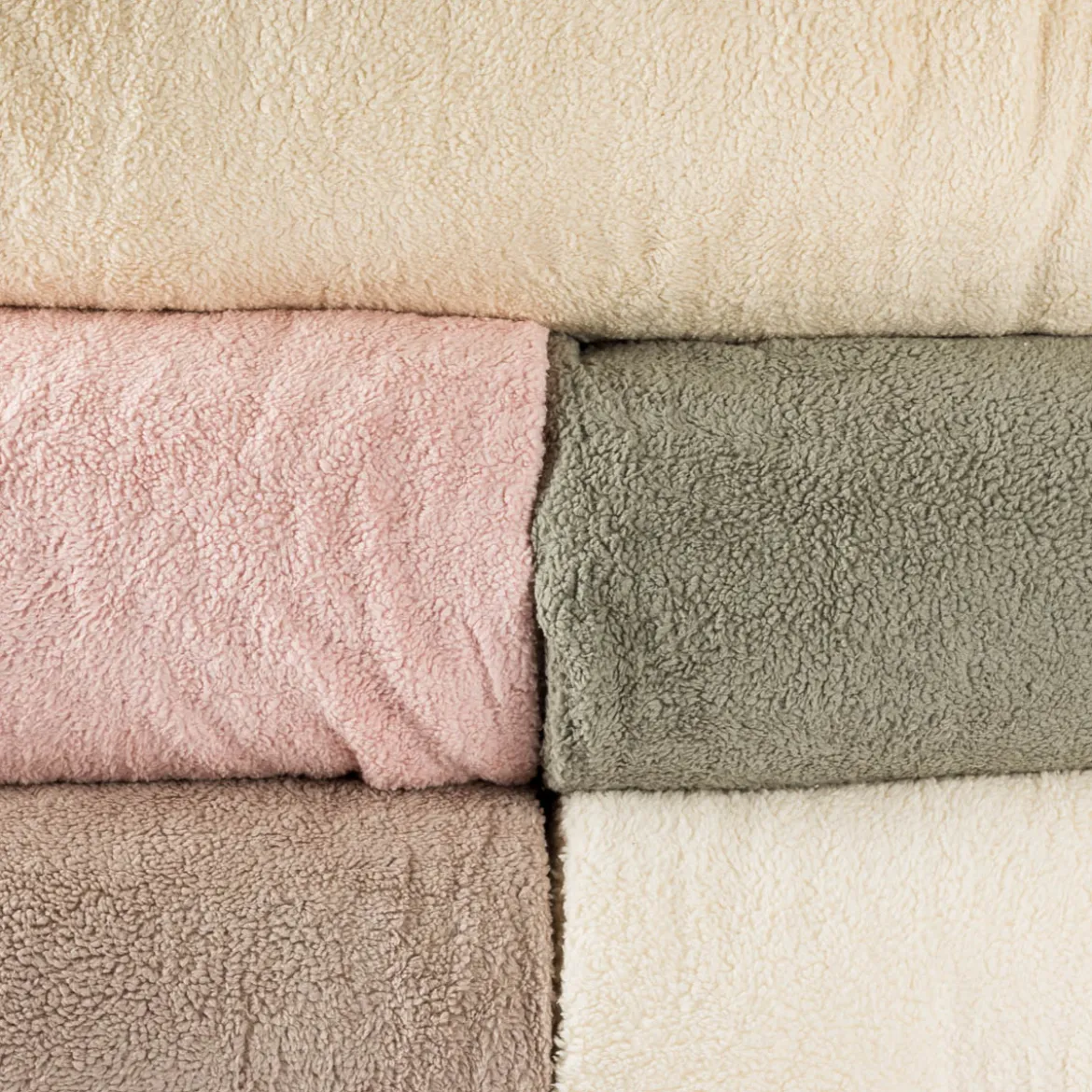 Teddy Fleece Baumwoll Krimmer Plüschstoff einfarbig beige 1,6m Breite