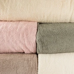 Teddy Fleece Baumwoll Krimmer Plüschstoff einfarbig taupe 1,6m Breite